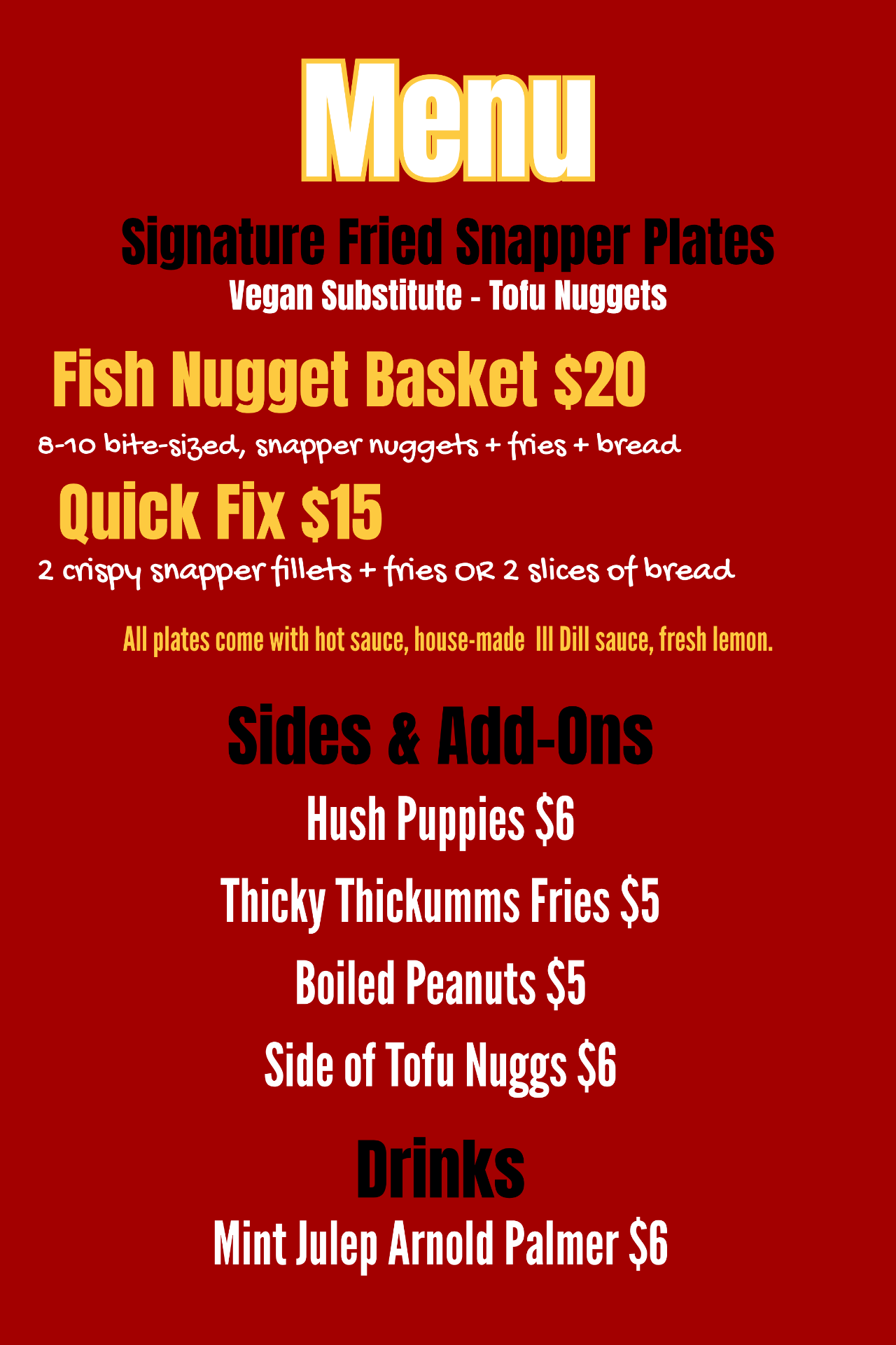 Hot Grease Signature Plates menu